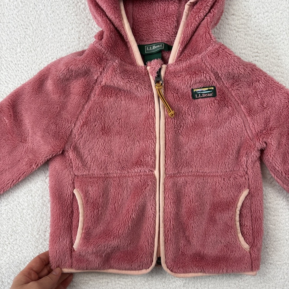 LL BEAN Hi-Pile Fleece Jacket Toddler Girls 2T Rose Pink Full Zip Bear Ears EUC - Picture 8 of 13